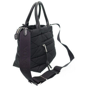 Prada triangle logo Padded Bag ReNylon quilted bag Tote black